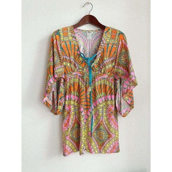 TRINA TURK Capri Lace-Up  Tunic ORANGE SHERBET Colourful XS - Picture 4 of 9